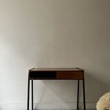 Desk in wood and black metal design 1950