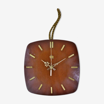 1960s wooden modernist wall clock Halle, Germany