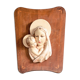 Wooden wall plaque with bas-relief Madonna and Child, mid-century