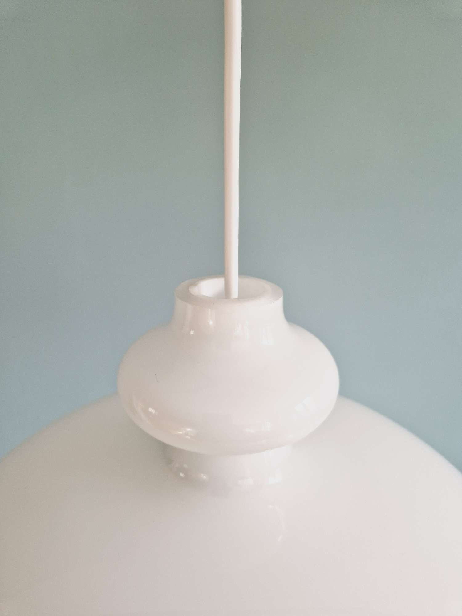 Large white opaline pendant light, H.A. Jakobsson, 1960