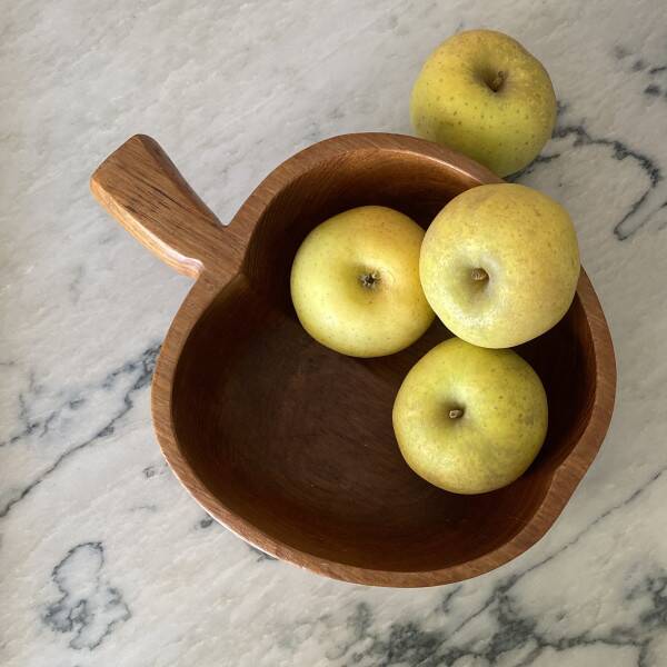 Teak apple fruit bowl