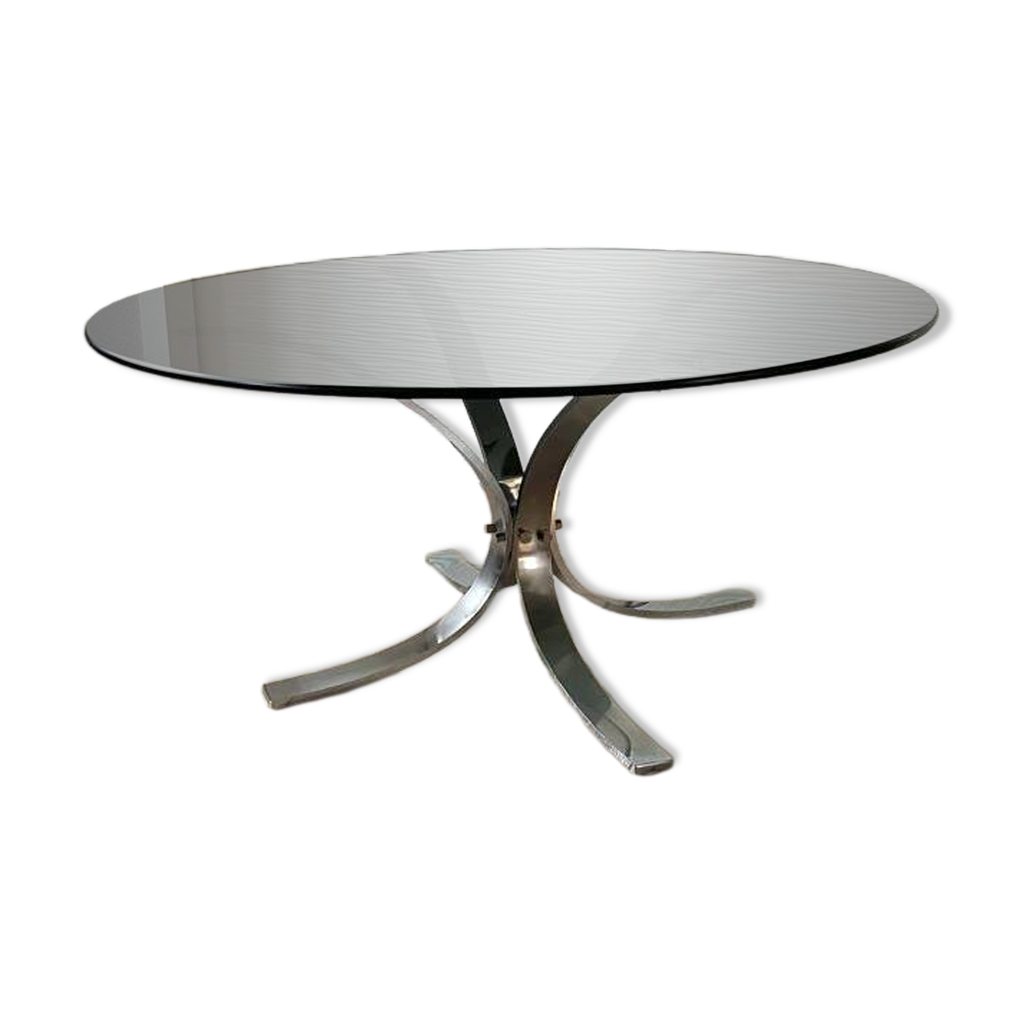 Table Basse EVOL structure chrome et plateau en verre D 90cm