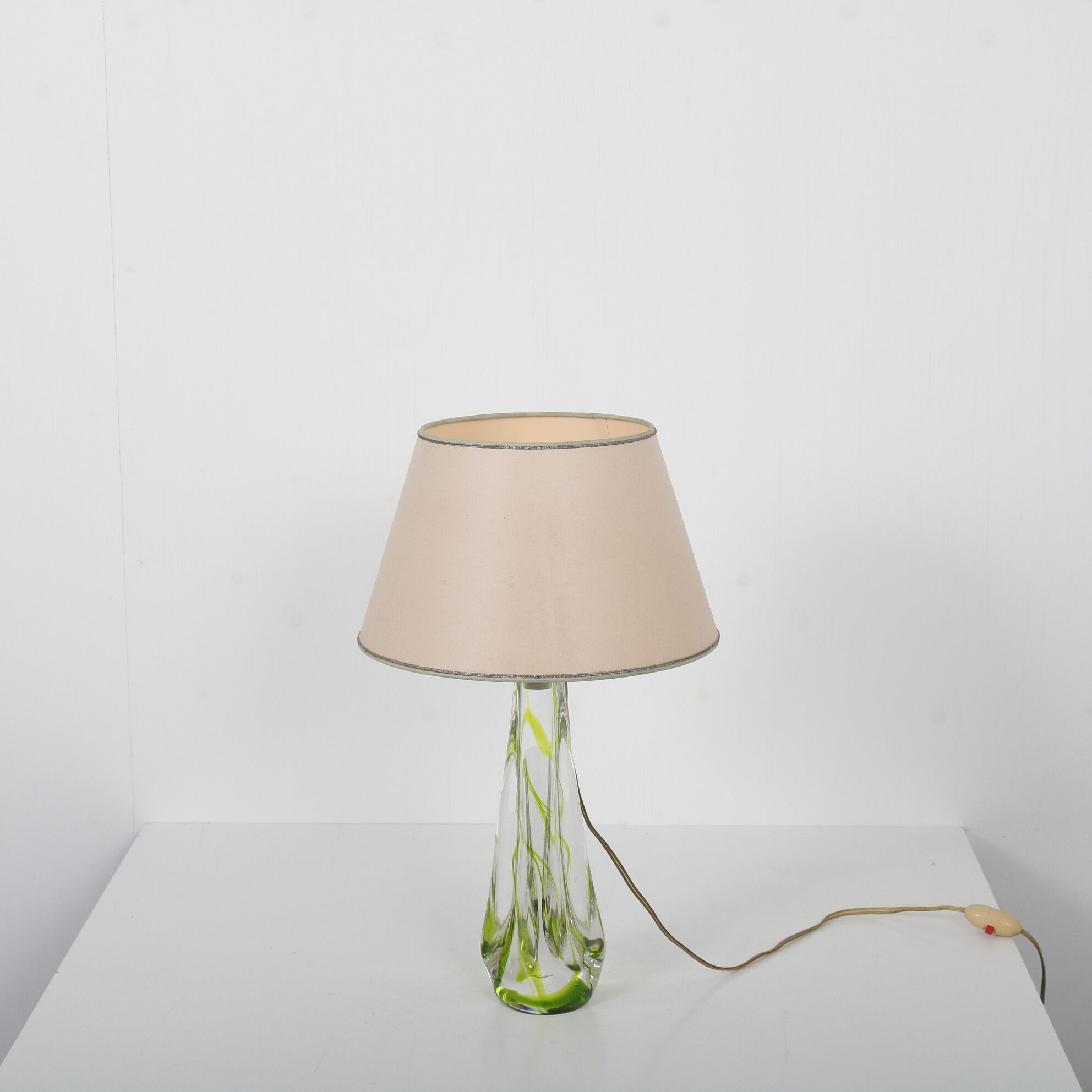 1950s glass table lamp by Kristalunie Maastricht, Netherlands