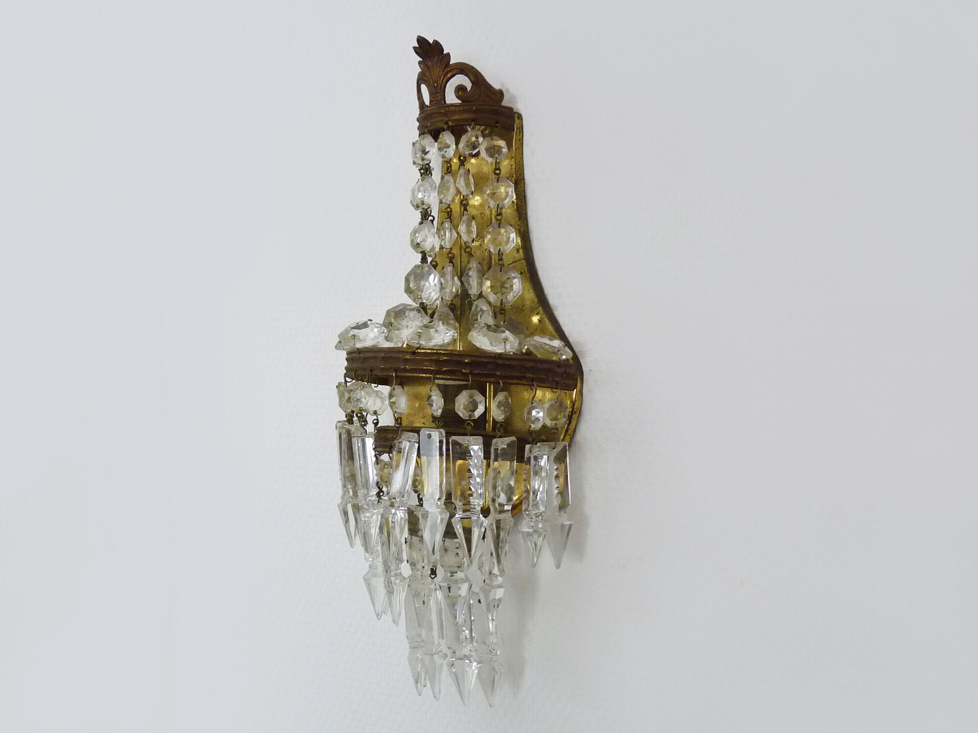 Old vintage bronze hot air balloon wall lamp with glass grapevines. Year 50 60