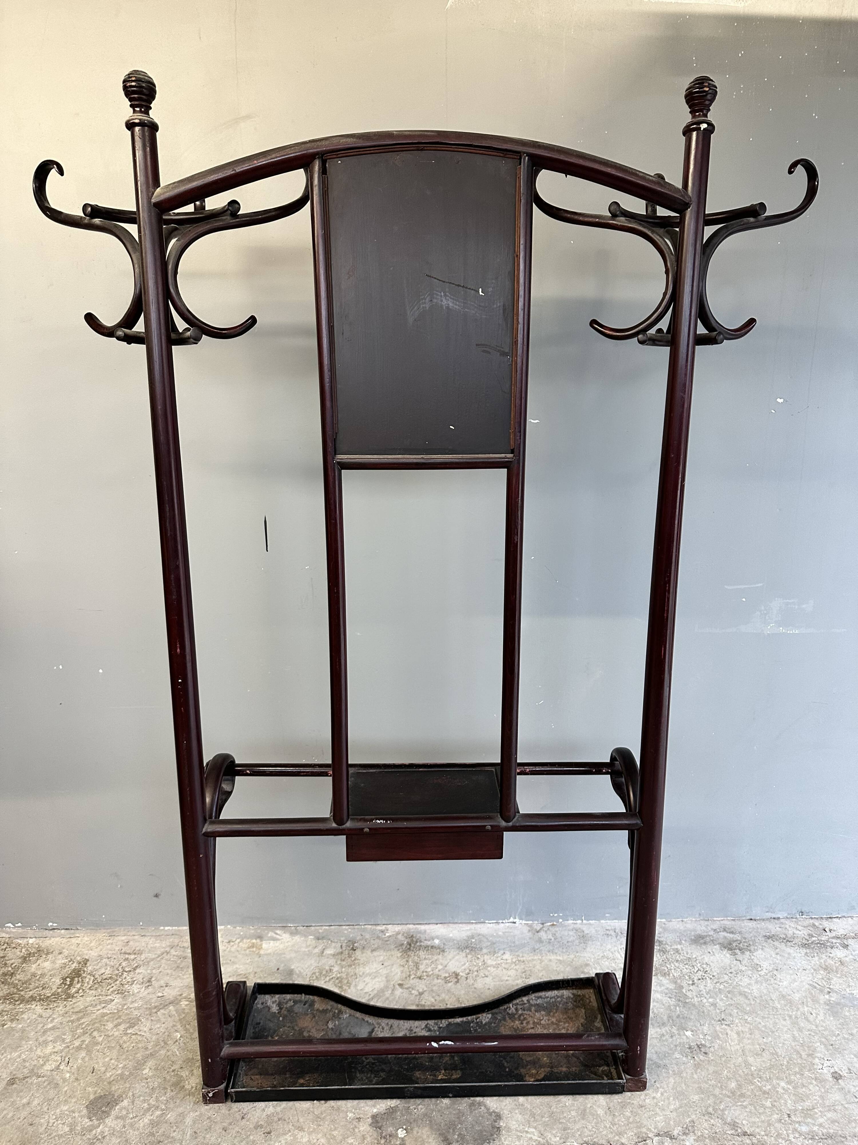Thonet Coat Rack with Mirror, 1920s