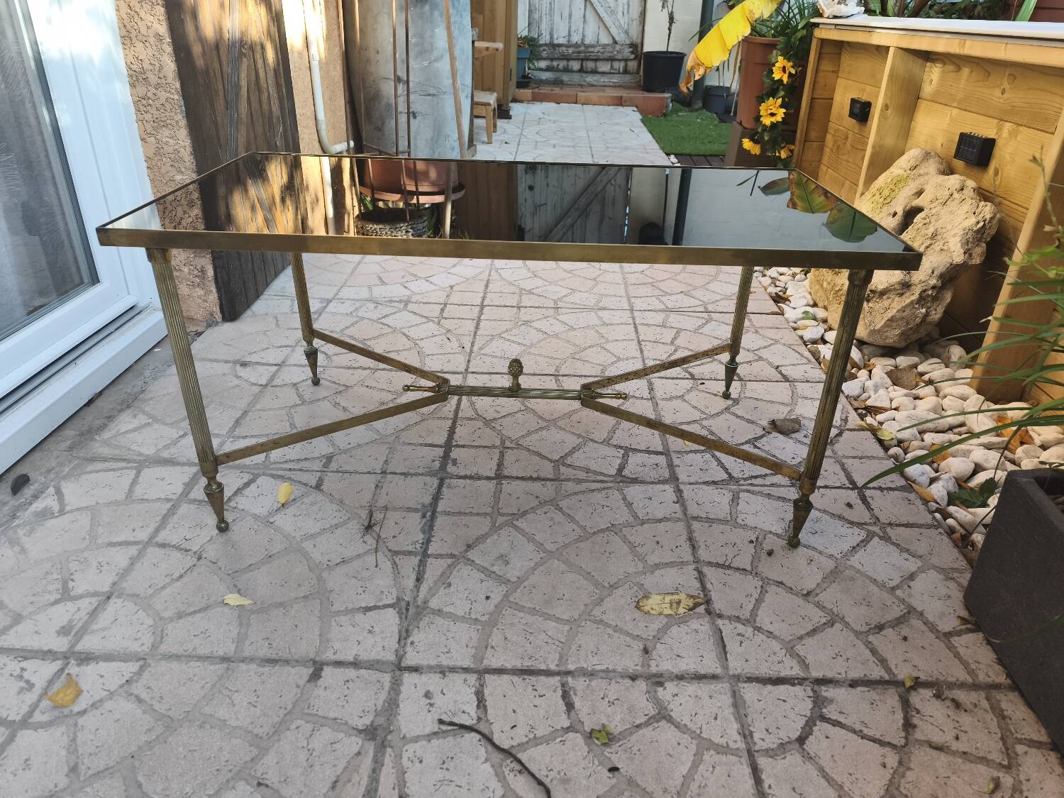 Vintage Coffee Table 60s-70s Gold Brass Hollywood Regency/Jansen Style