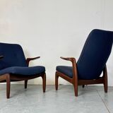 Fauteuils lounge danois en teck, style moderniste du milieu du XXe siècle, années 1960, lot de 2