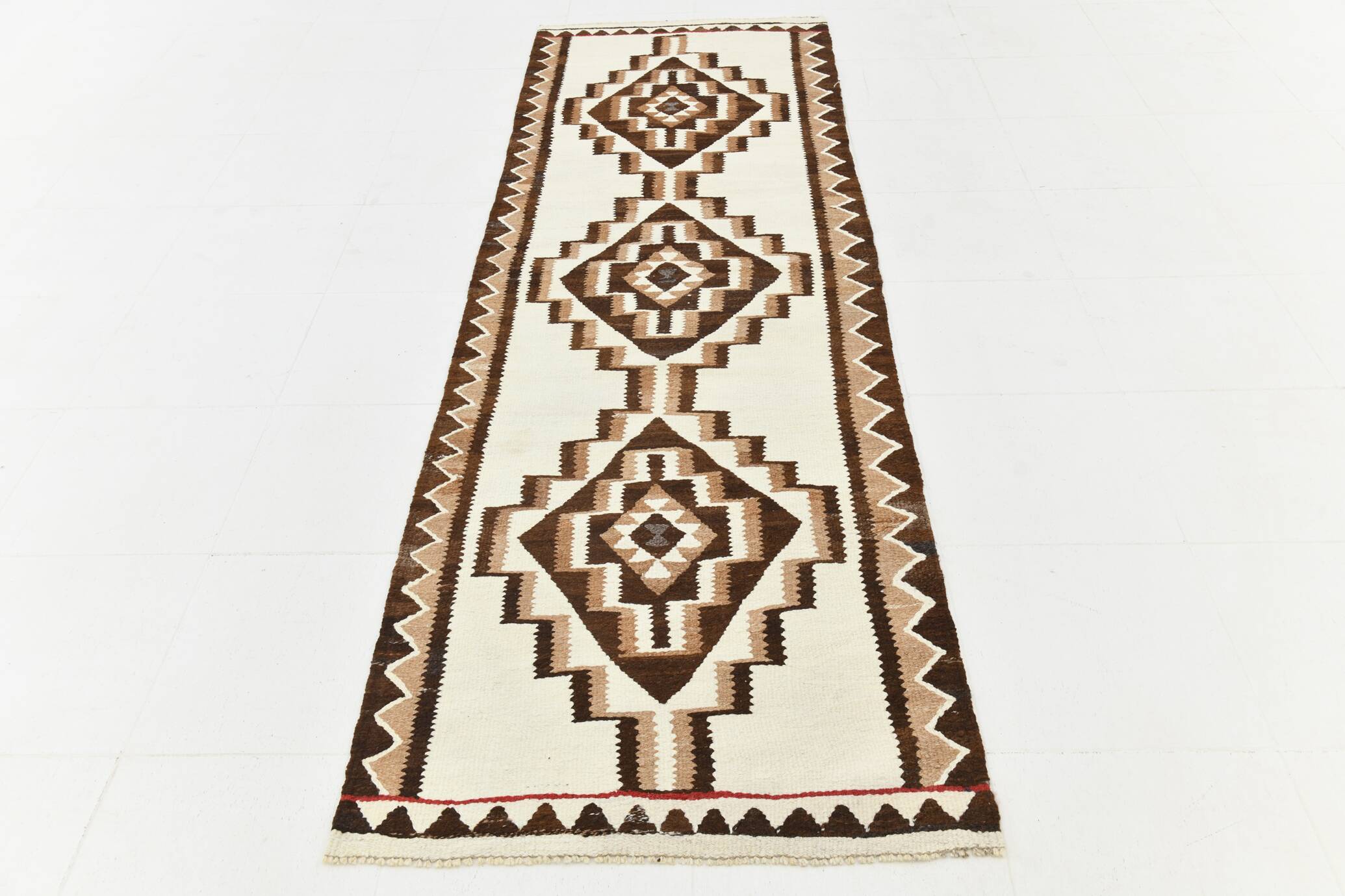 Tapis kilim vintage marron & beige