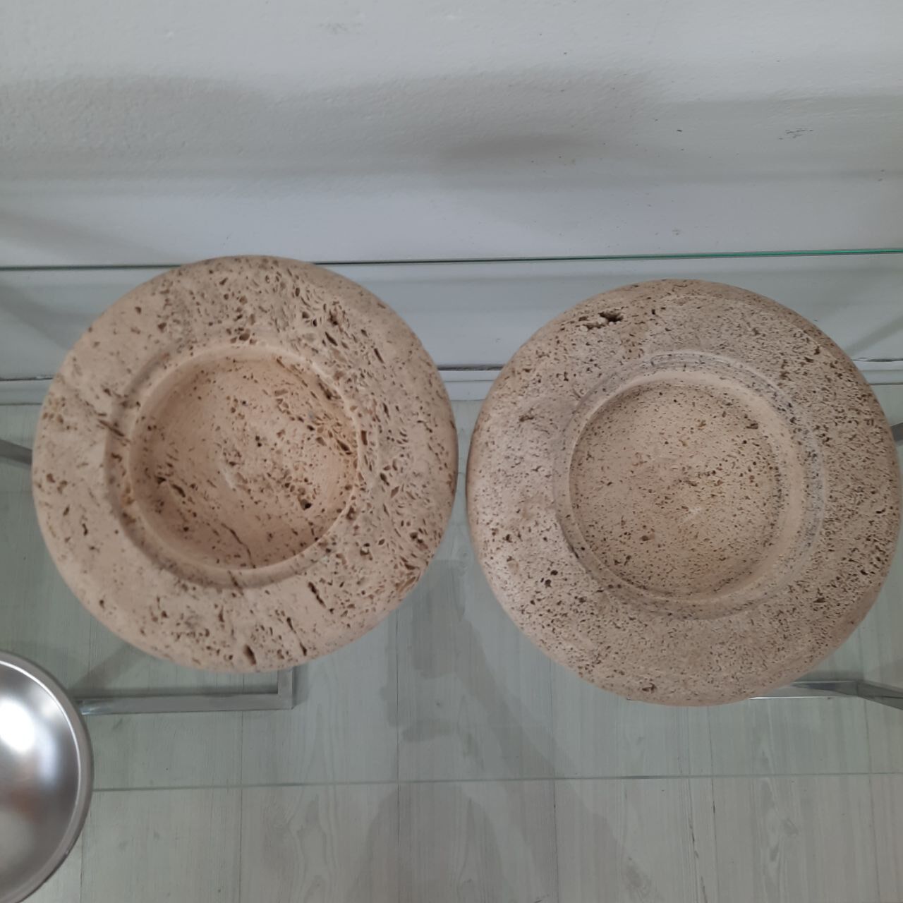 Pair of valet trays - 1980s - travertine