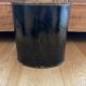 Basket in painted sheet metal Napoleon III signed black background and flowers