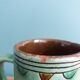 Handmade ceramic mug vase signed in enamelled terracotta