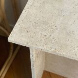 Minimalist travertine stone side table