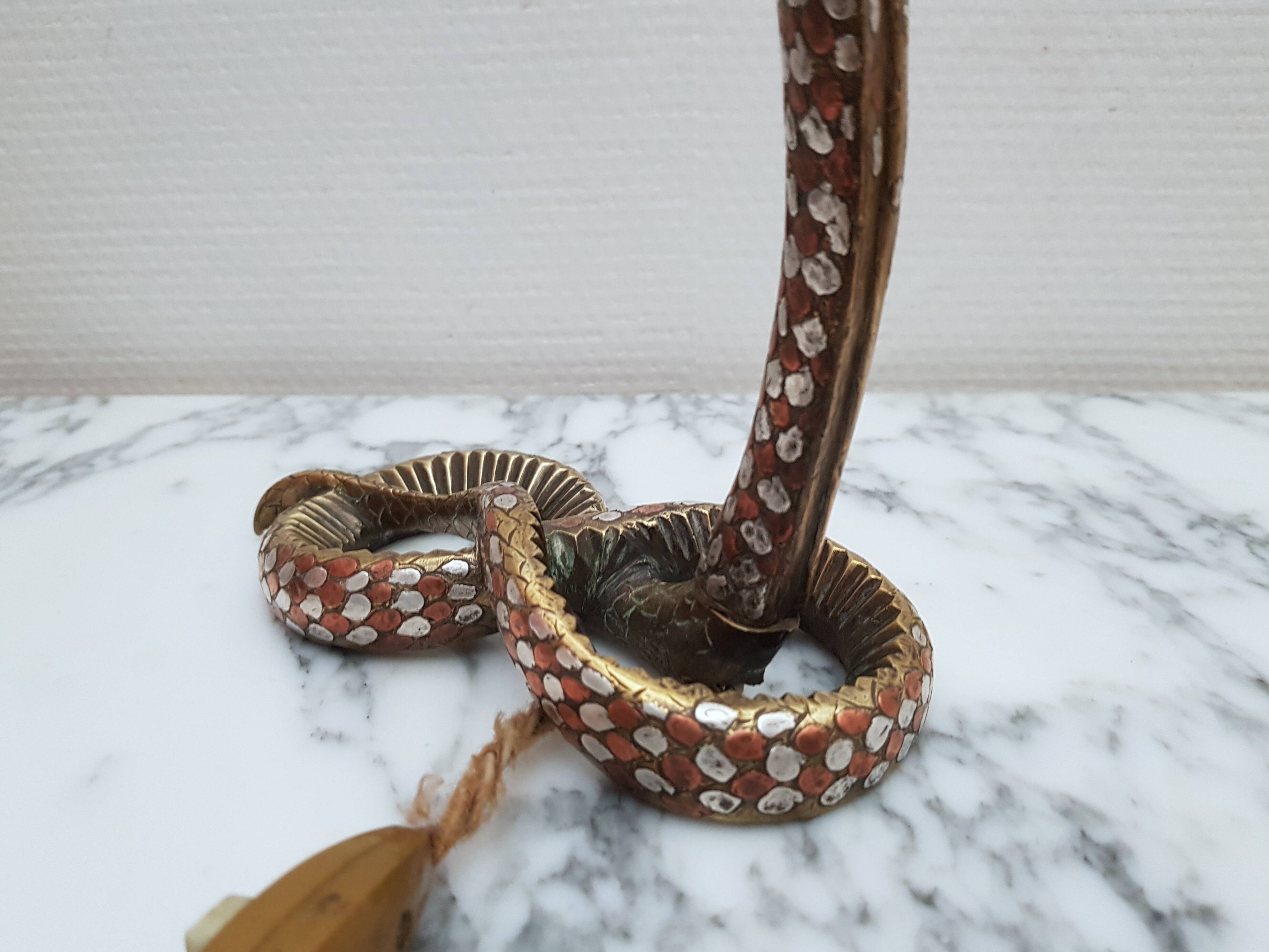 Bronze and silver snake lamp