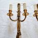 Pair of French wall sconces in bronze, Louis XVI style, with cord.
