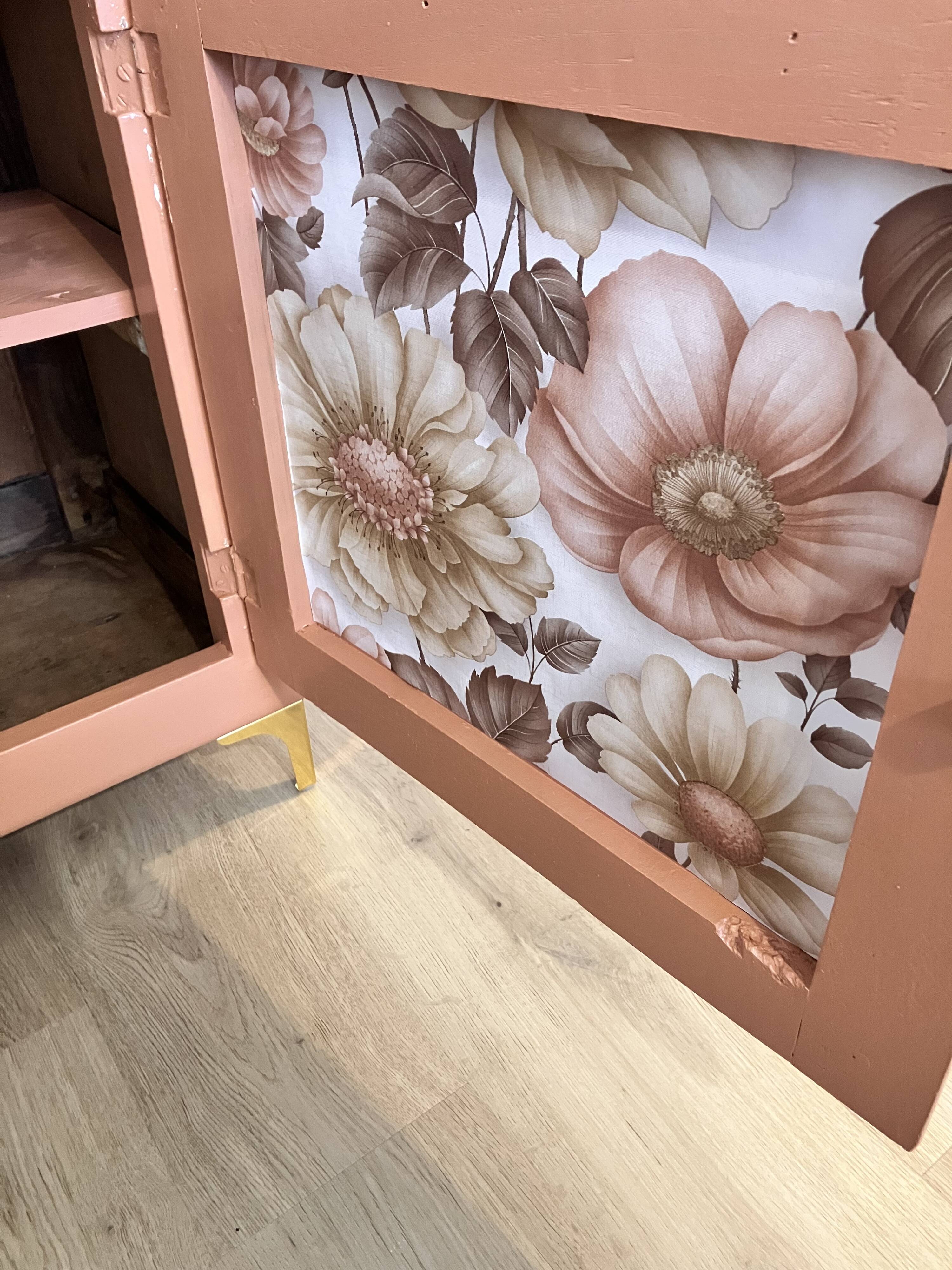 Terracotta painted wooden sideboard