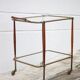 Wood and brass rolling dessert trolley, bar cart, server, trolley, 1950 Cesare Lacca for Arredoluce.