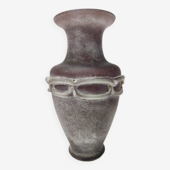 Vase en verre scavo marron postmoderne moulé à la main, italie