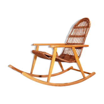 Rocking Chair Rotin and Uluv Wood