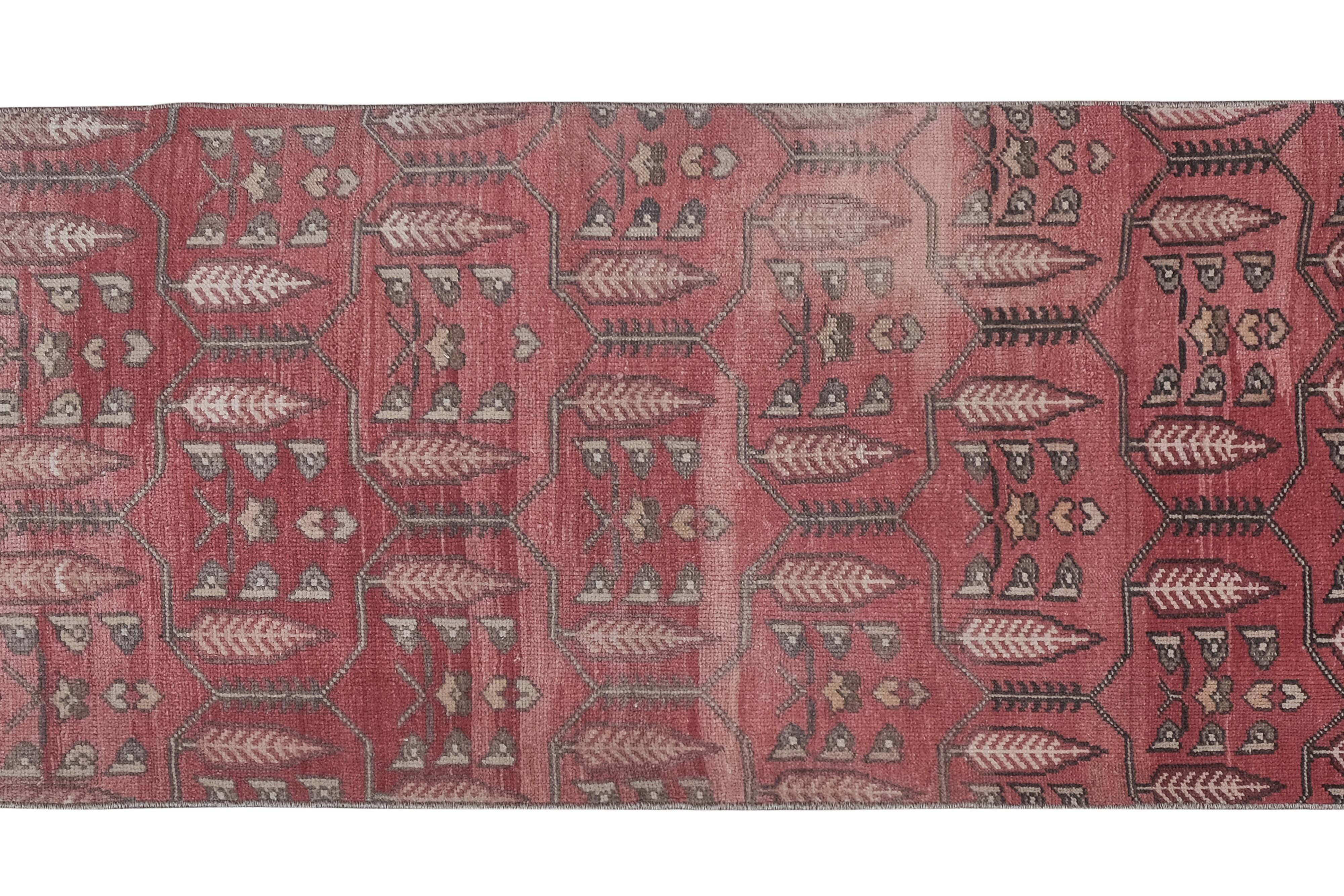 1970s Distressed Tree of Life Pattern Turkish Karapinar Rug 2'6'' x 6'7''