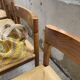 Set of 4 elm straw chairs from the 50s