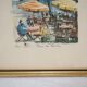 Lithograph gilded frame Paris place du Tertre vintage