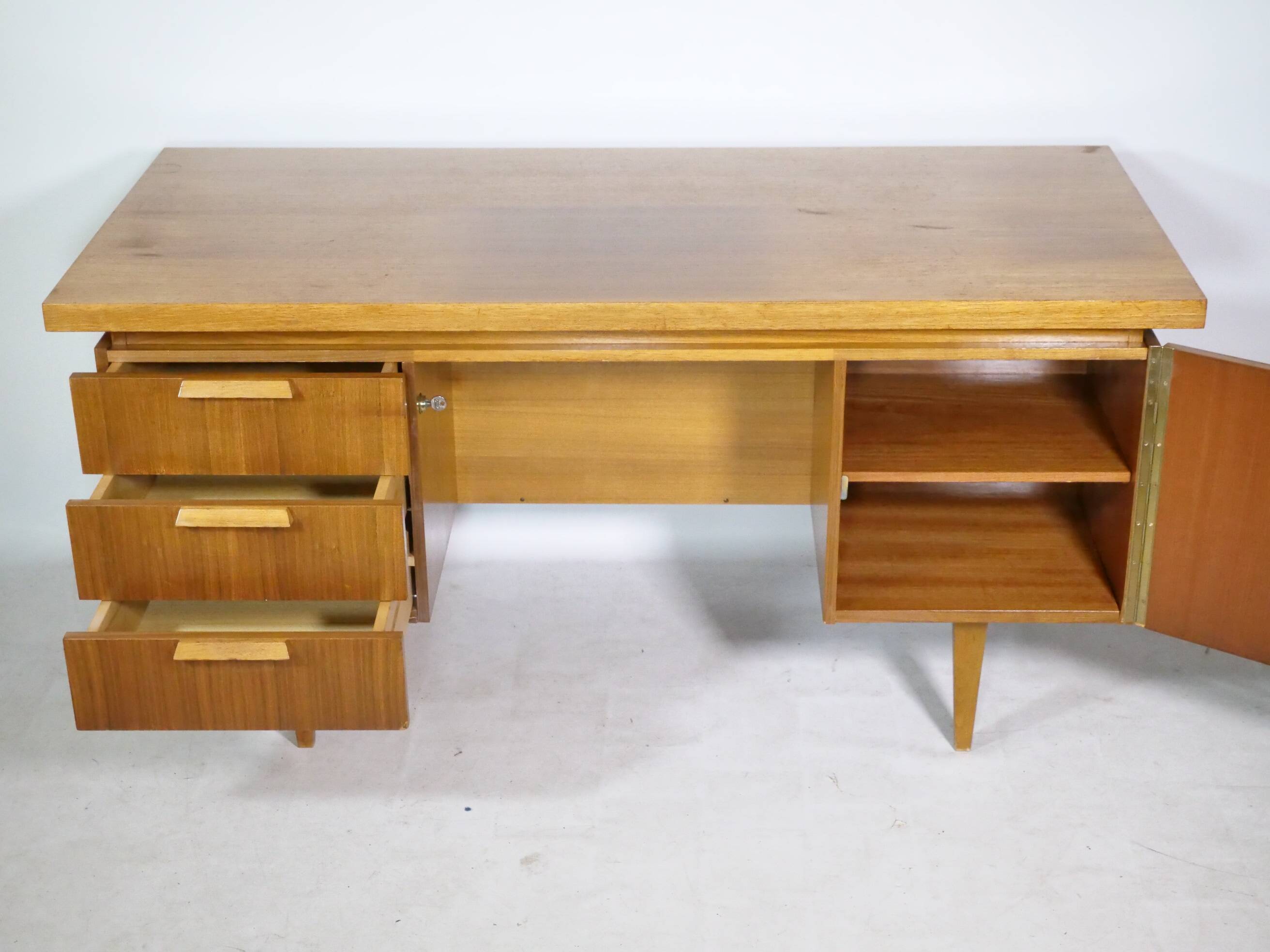 Mid-century desk, vintage design, teak, 1960s