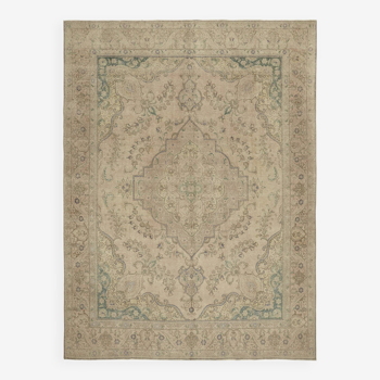 Hand-Knotted Anatolian Vintage 1970s 299 cm x 392 cm Beige Wool Carpet