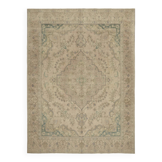 Tapis de laine beige noué à la main vintage années 1970 299 cm x 392 cm Laine Beige