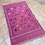 Handmade Berber wool rug: Moroccan Kilim Boho floor rug