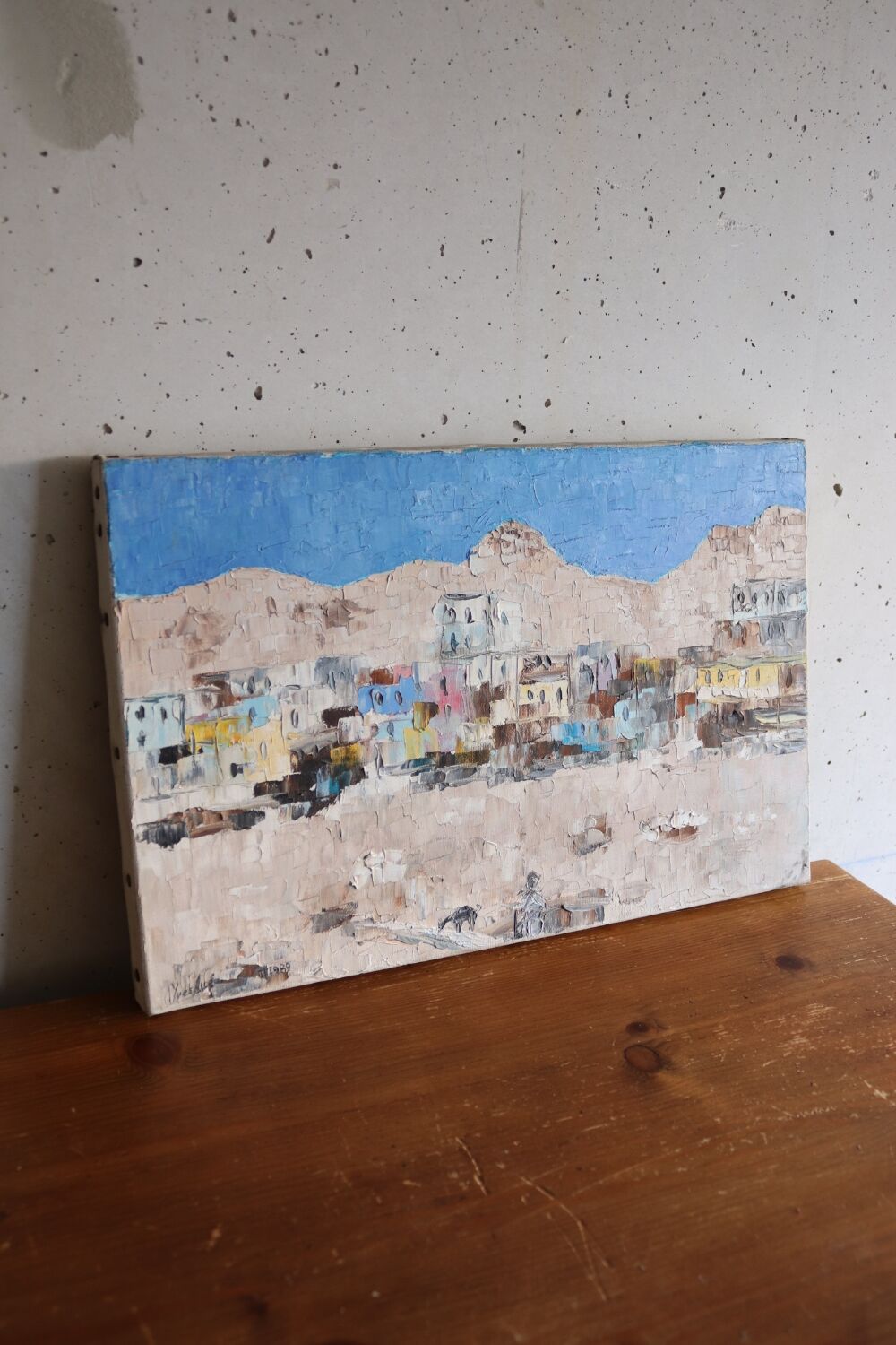 Oil on canvas colorful village