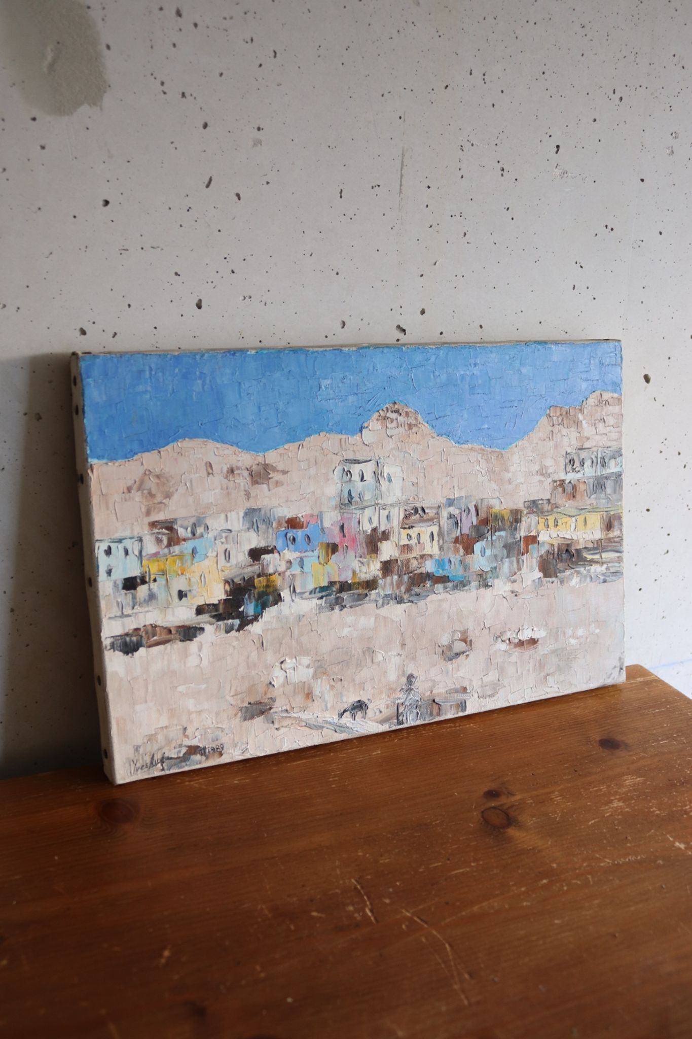 Huile sur toile village coloré