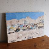 Oil on canvas colorful village