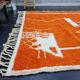 Tapis orange bérbere fait main traditionnel 3/2m