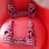 Pair of red ceramic candlesticks from the 50s