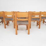 Set of 10 pinewood dining chair in the style of Ate van Apeldoorn, The Netherlands 1970's