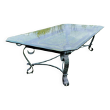Italian glass and wrought iron coffee table