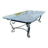 Italian glass and wrought iron coffee table