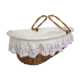 Bassinet in rattan, his mattress, pillow and bed linens
