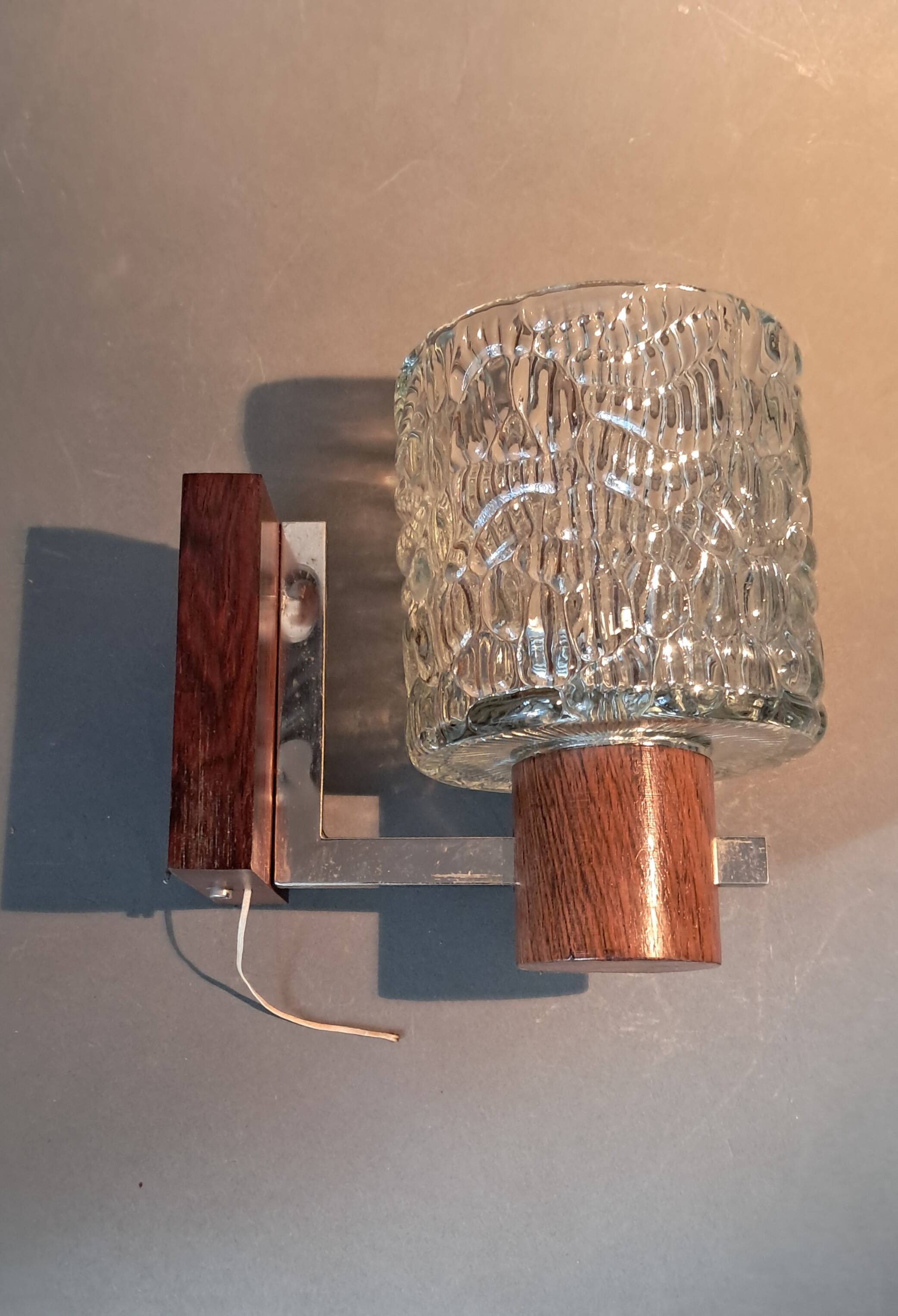Scandinavian teak and chrome wall light from the 1960s.