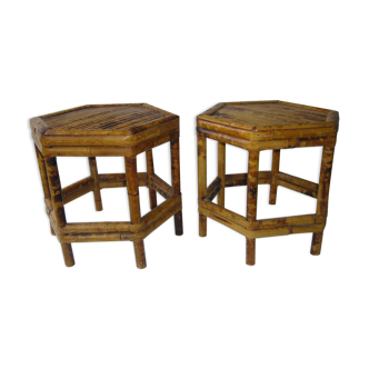 Pair of vintage bamboo tables