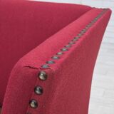 1970s, Danish 2-seater sofa, original red furniture wool, ash wood.