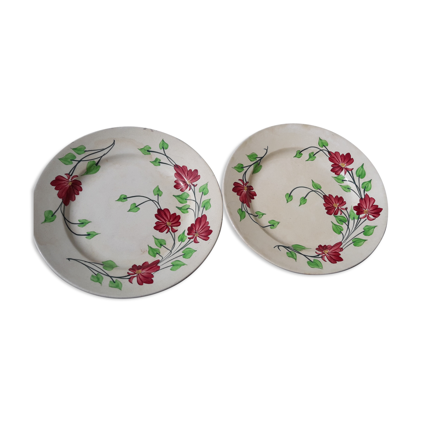 2 dessert plates in Jules Old - Co Terre de iron model Bordeaux diam 20.5 cm