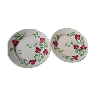 2 assiettes à dessert en faïence Jules  Vieillard & Co Terre de fer modèle Bordeaux diam 20,5 cm