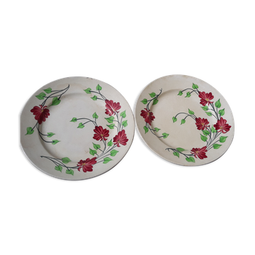 2 dessert plates in Jules Old - Co Terre de iron model Bordeaux diam 20.5 cm