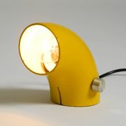 Very rare original Space Age 60s yellow table lamp made of iron by Temde
