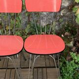 4 red Formica chairs with Eiffel legs 1950