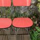 4 red Formica chairs with Eiffel legs, 1950s