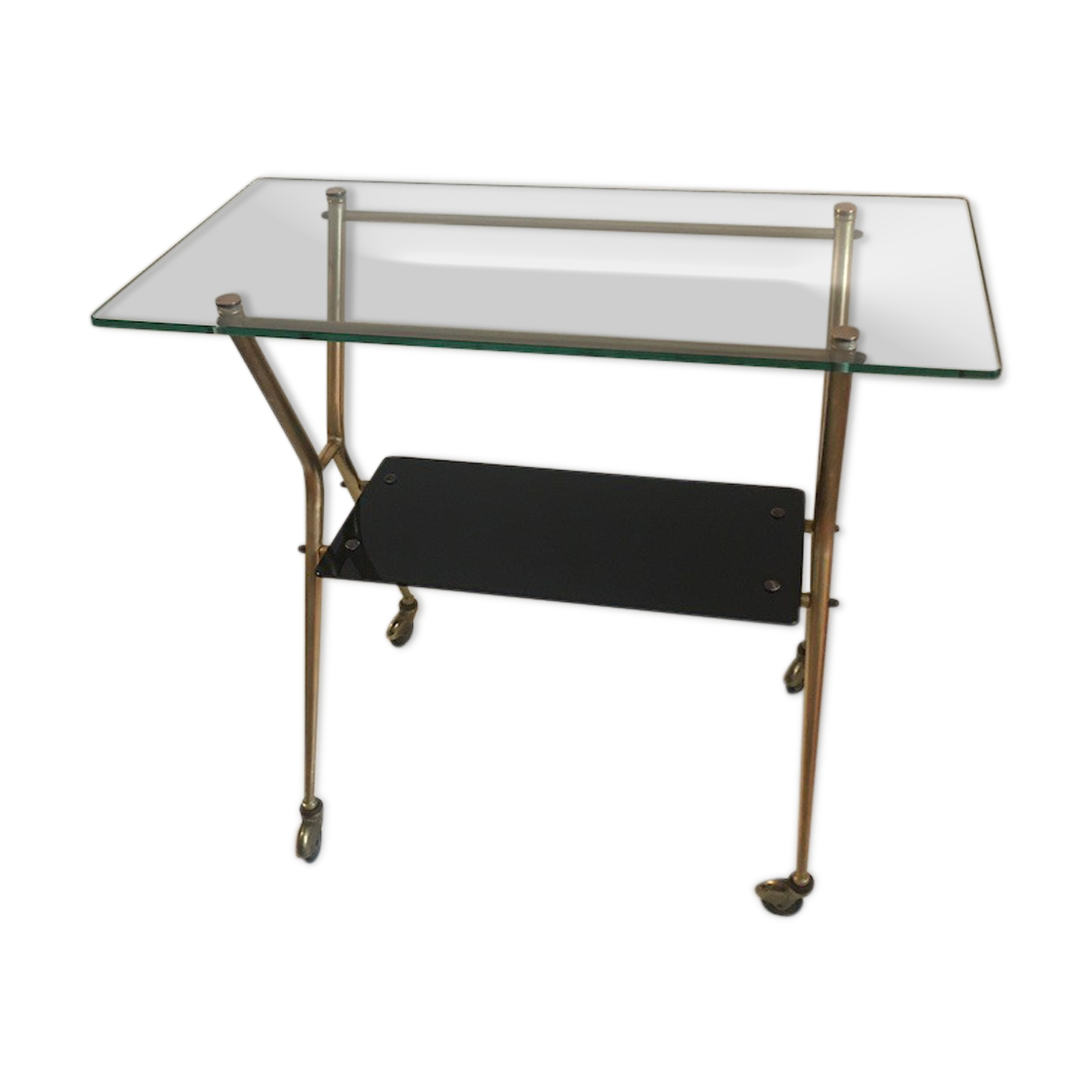 Serving table glass and brass, fifties