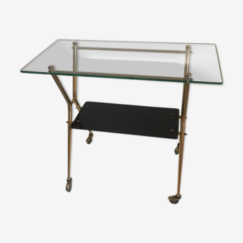 Serving table glass and brass, fifties