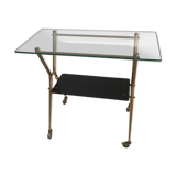 Serving table glass and brass, fifties